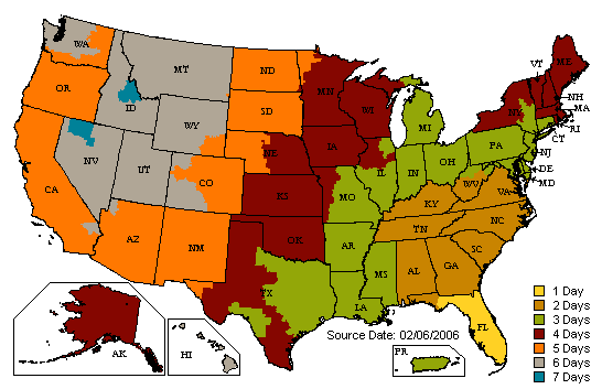 US Time in Transit Map